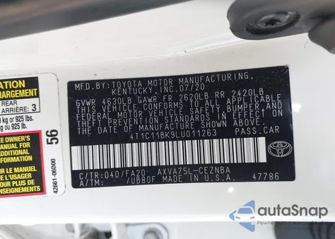 2020 Toyota Camry Le Awd from USA, damaged, VIN 4T1C11BK9LU011263